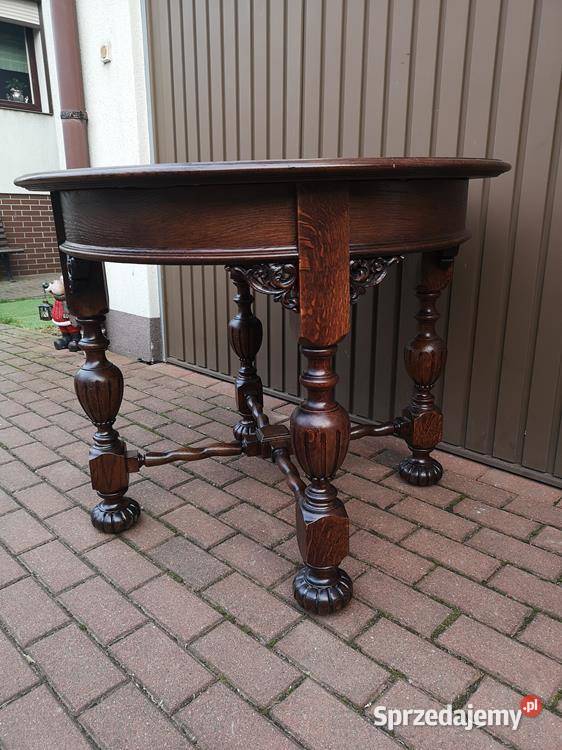 Stół Dębowy Okrągły 99 Unikat Zgrabny Stary Swarzędz