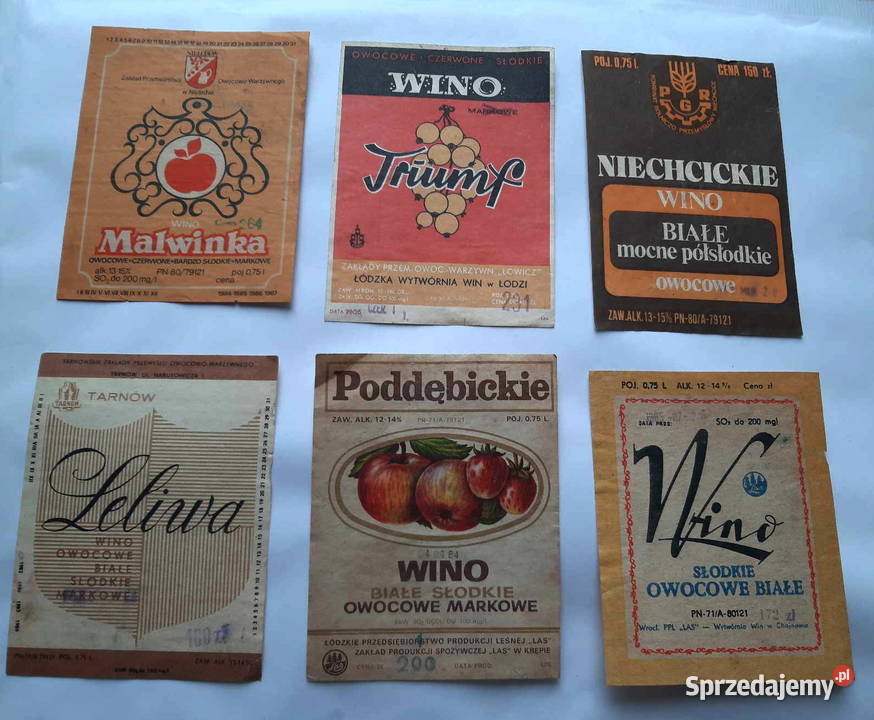 STARE ETYKIETY WINO PRL POLSKA Łódź