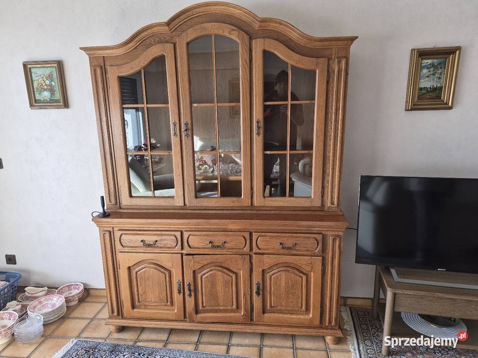 Witryna kredens dębowy komoda z witryną 165cm Kredensy i witryny Sypniewo