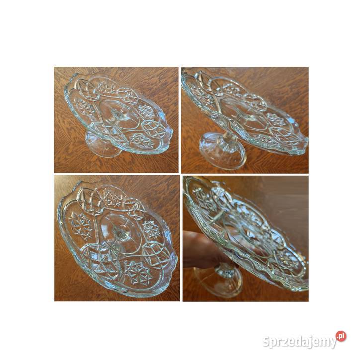 zabytkowa patera do ciast antyk vintage huta Kielce