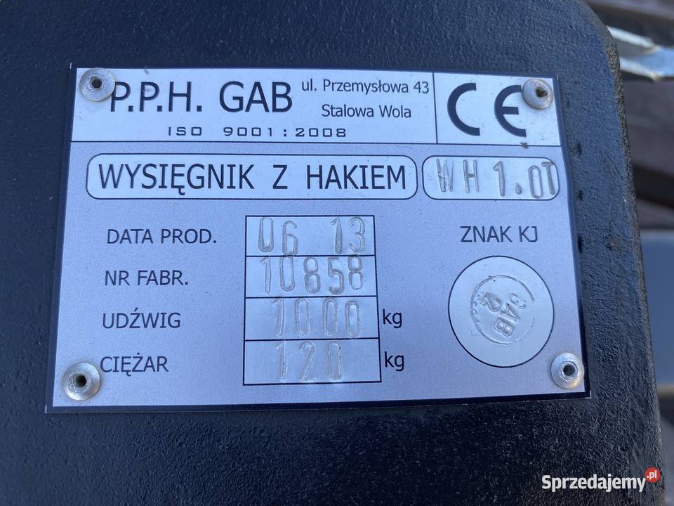 Wysięgnik z hakiem Nowy Secemin