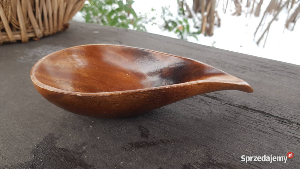 Drewniana miska o ciekawym kształcie beżowy śląskie Myszków