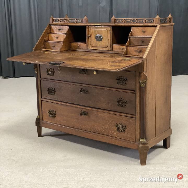 Sekretarzyk dębowy neorenesansowy koniec XIX w Budno