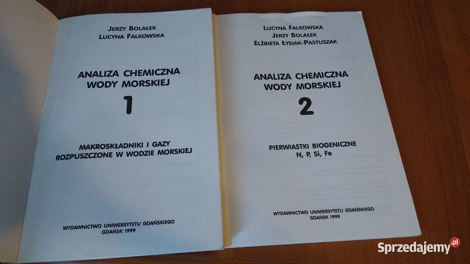 Analiza chemiczna wody morskiej12 Makroskładniki chemia, biochemia Książki naukowe i popularnonaukowe pomorskie