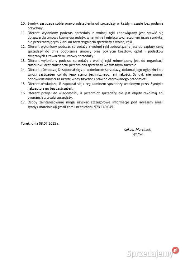 Syndyk sprzeda przyczepę ciężarową KONAR JG2 Turek
