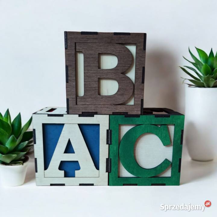 Duża Drewniana Kostka Edukacyjna z Alfabetem Warszawa