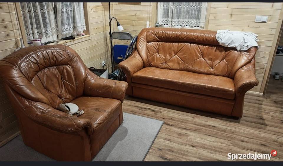 Wypoczynek skórzany z funkcją spania Meble do salonu Jasionka