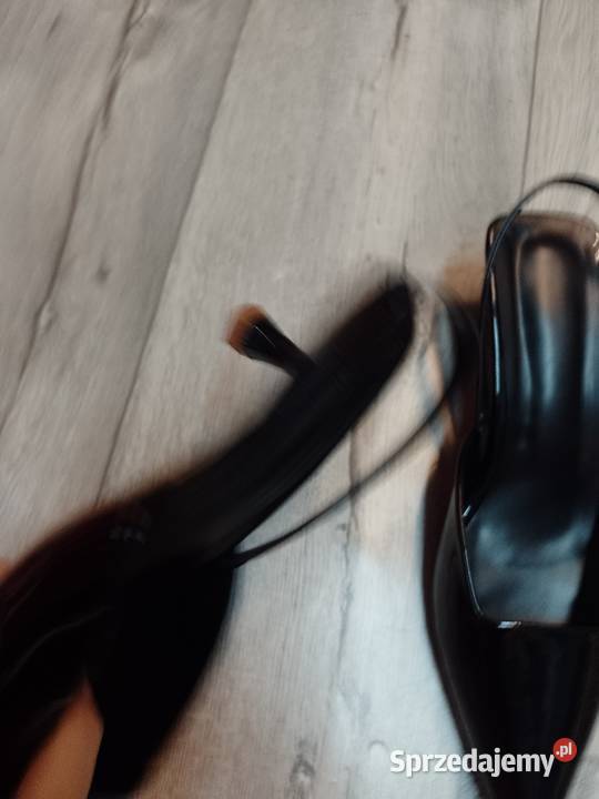 4243 CZARNE czółenka wieczorowe z odkrytą piętą skóra ekologiczna Kraków