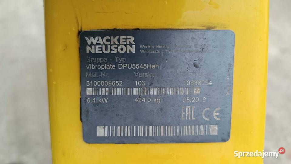 Zagęszczarka WACKER NEUSON DPU 5545He 18 r 4045 dolnośląskie Sułów