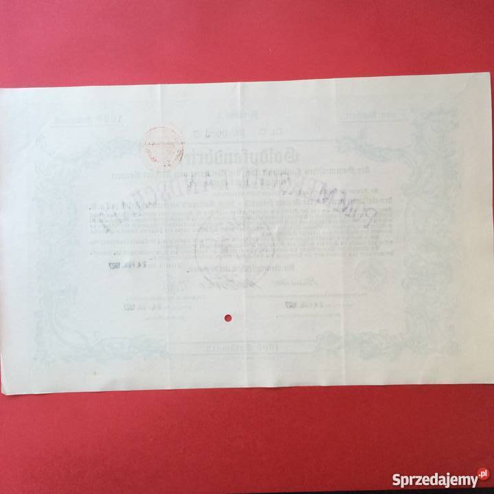 10 Papiery wartościowe 1000 goldmark Szczecin sprzedam