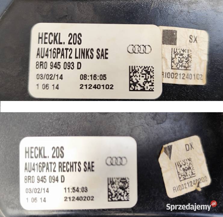 Oryginalne Lampy Tyl Audi Q5 8R LIFT 1217 Prawa Blizanów Drugi