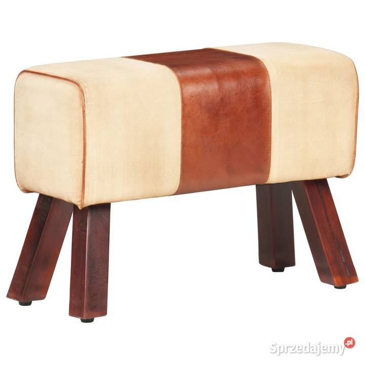 vidaXL Kozioł gimnastyczny brązowy skóra