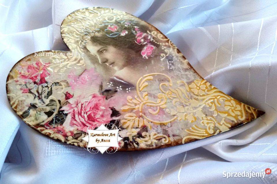 Zawieszka serce dekoracja rękodzieło Decoupage Warszawa sprzedam