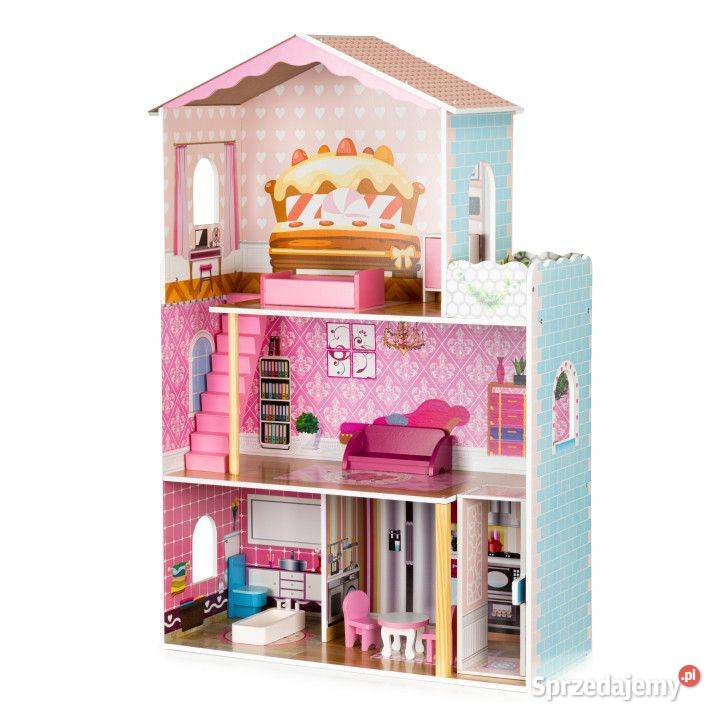 Drewniany domek lalek z windą meble ECOTOYS Bielsk Podlaski