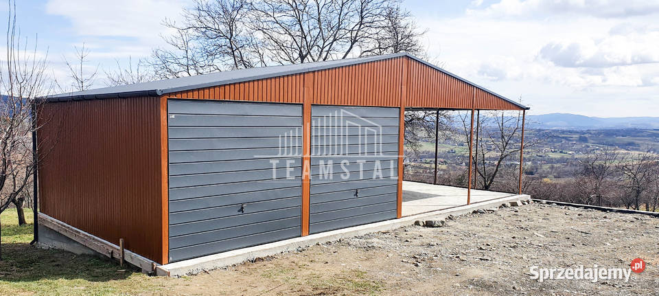 GARAŻ BLASZANY 6m x 6m wiata dwuspad 2x Brama 36m2 Toruń