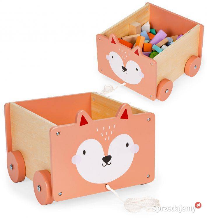 Drewniany wózek na sznurku pojemnik klocki Dla Dziecka Bielsk Podlaski