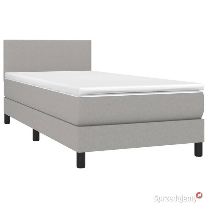 Łóżko kontynentalne z materacem jasnoszare 90cm