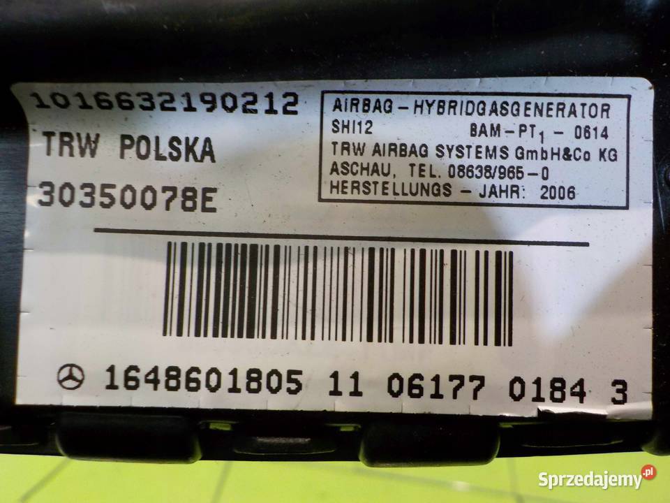 MERCEDES R W251 07r AIRBAG poduszka fotela prawa Suków
