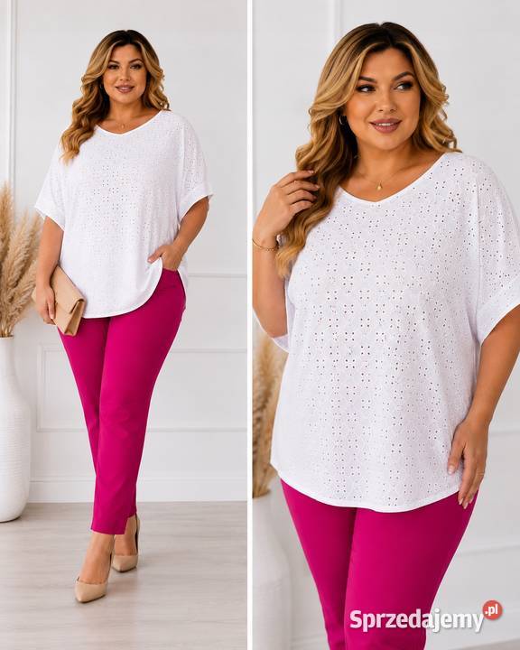 Bluzka damska plus size wyszywana ażurowa biust Bluzki i koszule Pątnów