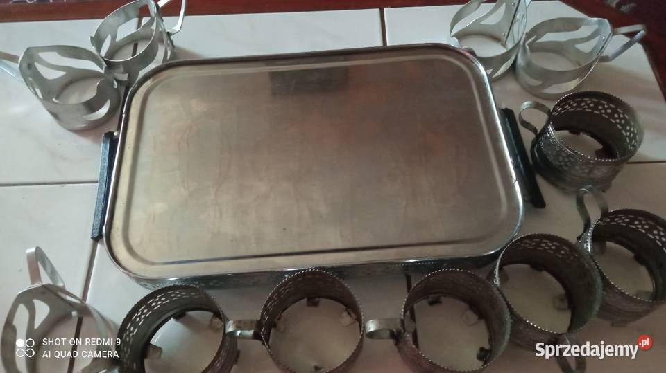 Stare uchwyty na szklanki plus tacka sprzedam Zastawa stołowa Wrocław sprzedam