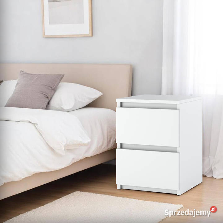 Szafka Nocna 2 Szuflady Biała Mat Stolik 30cm Elbląg