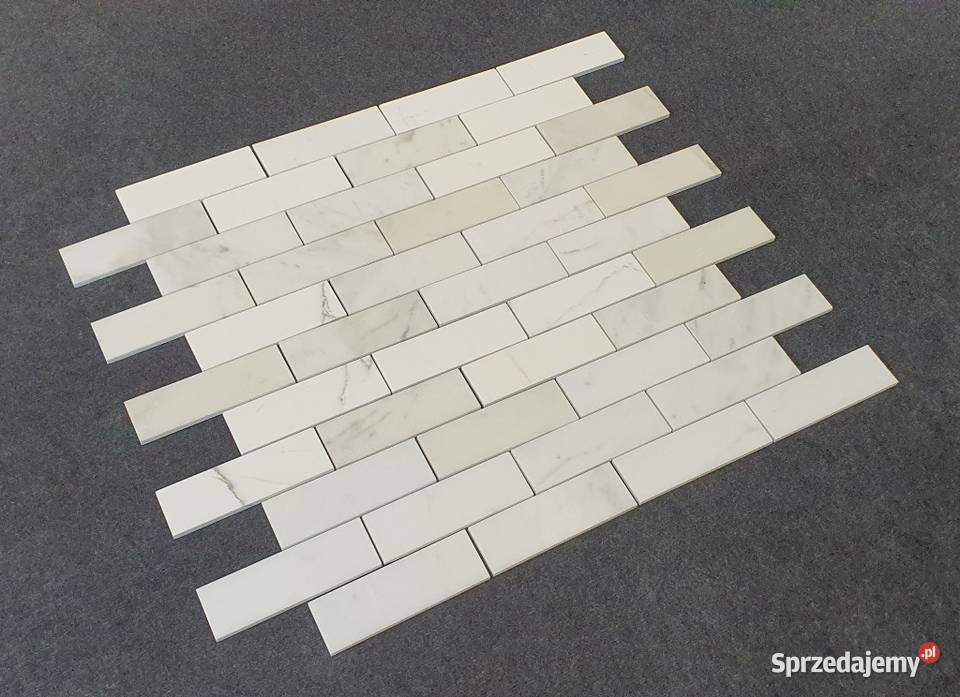 Mozaika Bianco Calacatta Gold Bricks Cegiełka Płytki i fugi Bielawa
