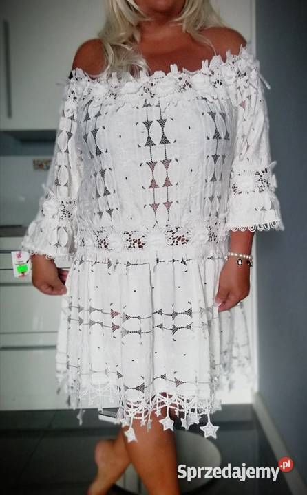 tunika biała koronkowa biały Warszawa