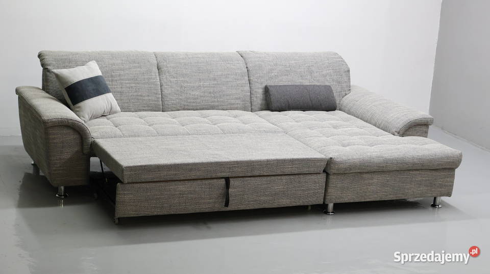 TPT Narożnik funkcja spania Szara tkanina kanapa wielkopolskie Poznań