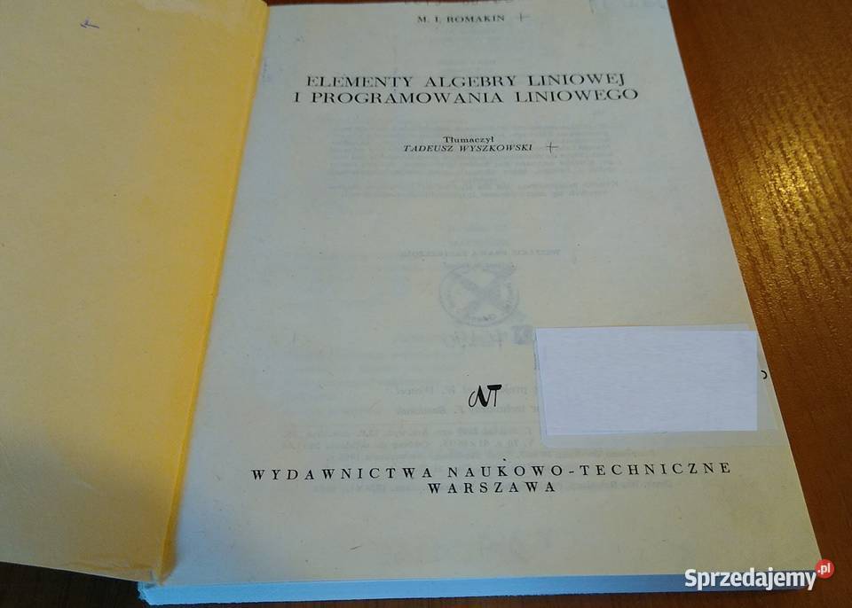 Elementy algebry liniowej i programowania Książki naukowe i popularnonaukowe Gdańsk