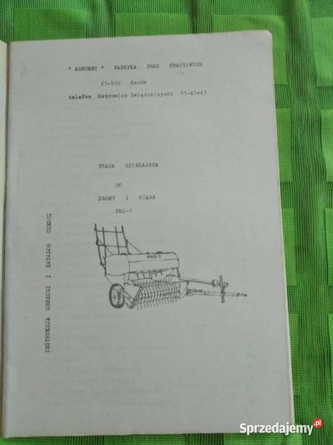 Instrukcja obsługi i katalog części prasa Lublin