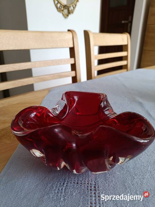 Murano rubinowa patera popielniczka Mirosławiec