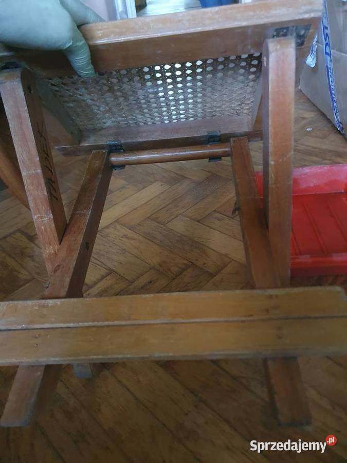 Taboret krzesełko rattan małe vintage składane Meble Warszawa