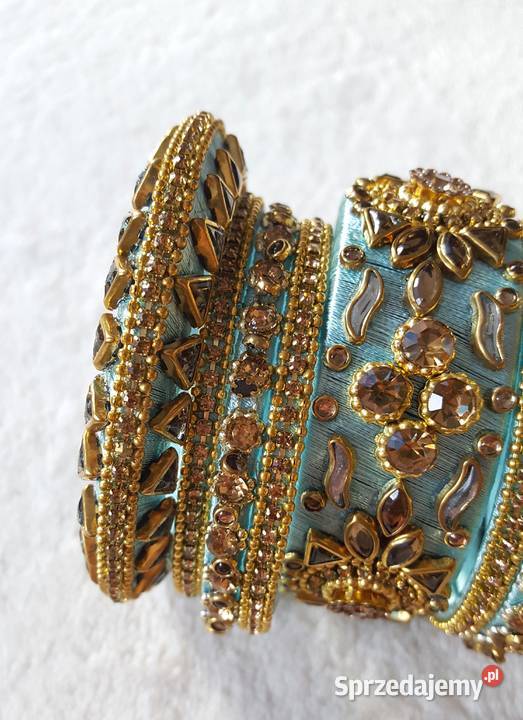 Indyjskie orientalne bransoletki bangle turkus