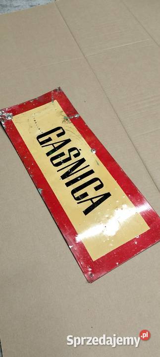 Stara Metalowa Tablica Informacyjna z Napisem Poświętne