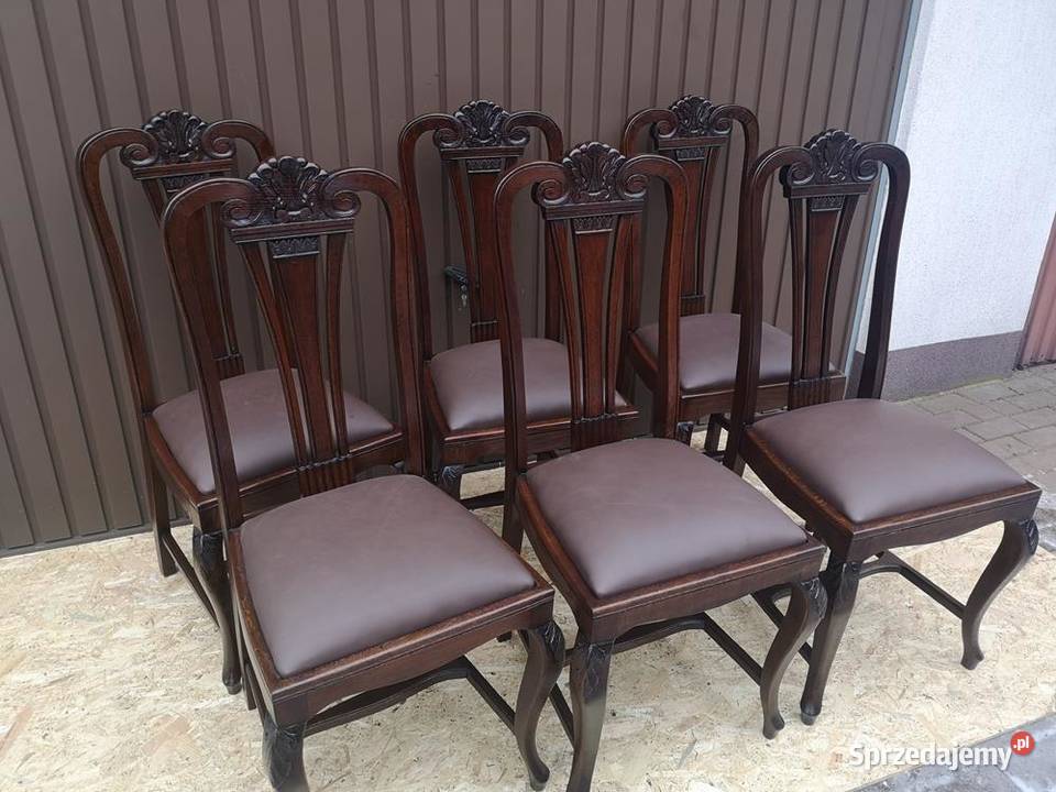 Krzesła Dębowe Wysokie Politura Stare Antyk wielkopolskie Swarzędz