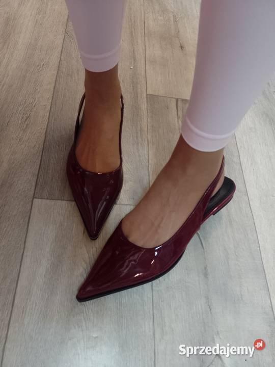 43 Bordowe baleriny wieczorowe z odkrytą piętą Kraków