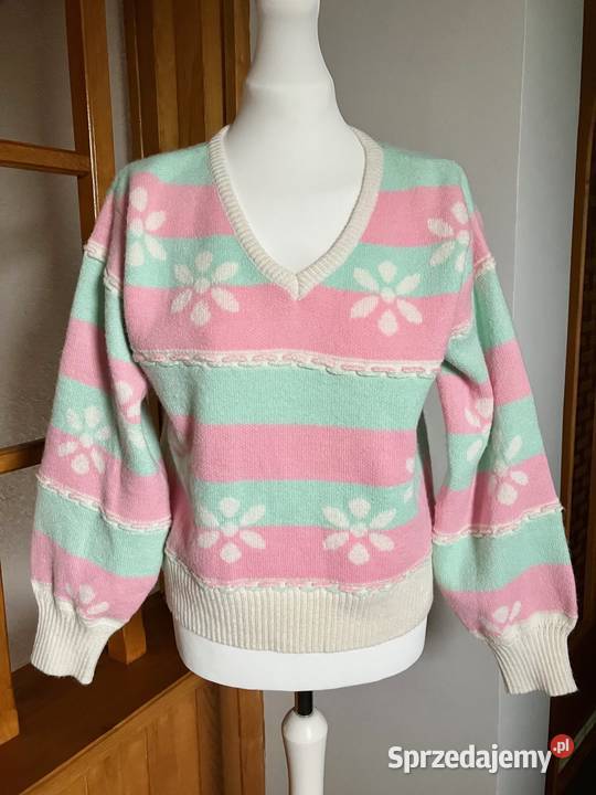 Nowy słodki pastelowy sweter pasy Exquisss Paris