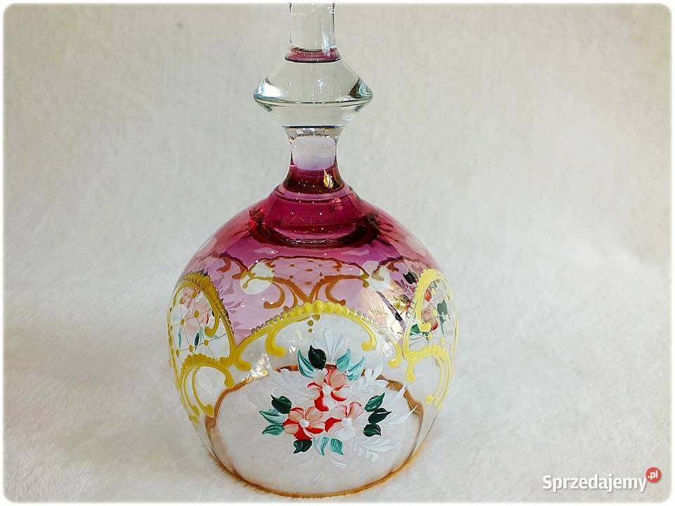 Duży Kielich Bohemia z Czech Ręcznie malowany Porcelana i szkło Żary