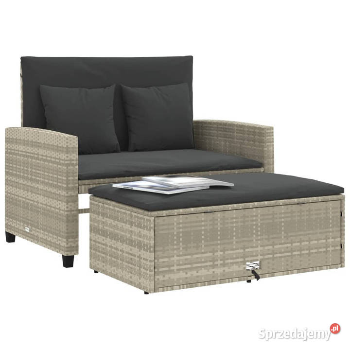 Sofa ogrodowa z poduszkami 2osobowa jasnoszara mazowieckie Warszawa