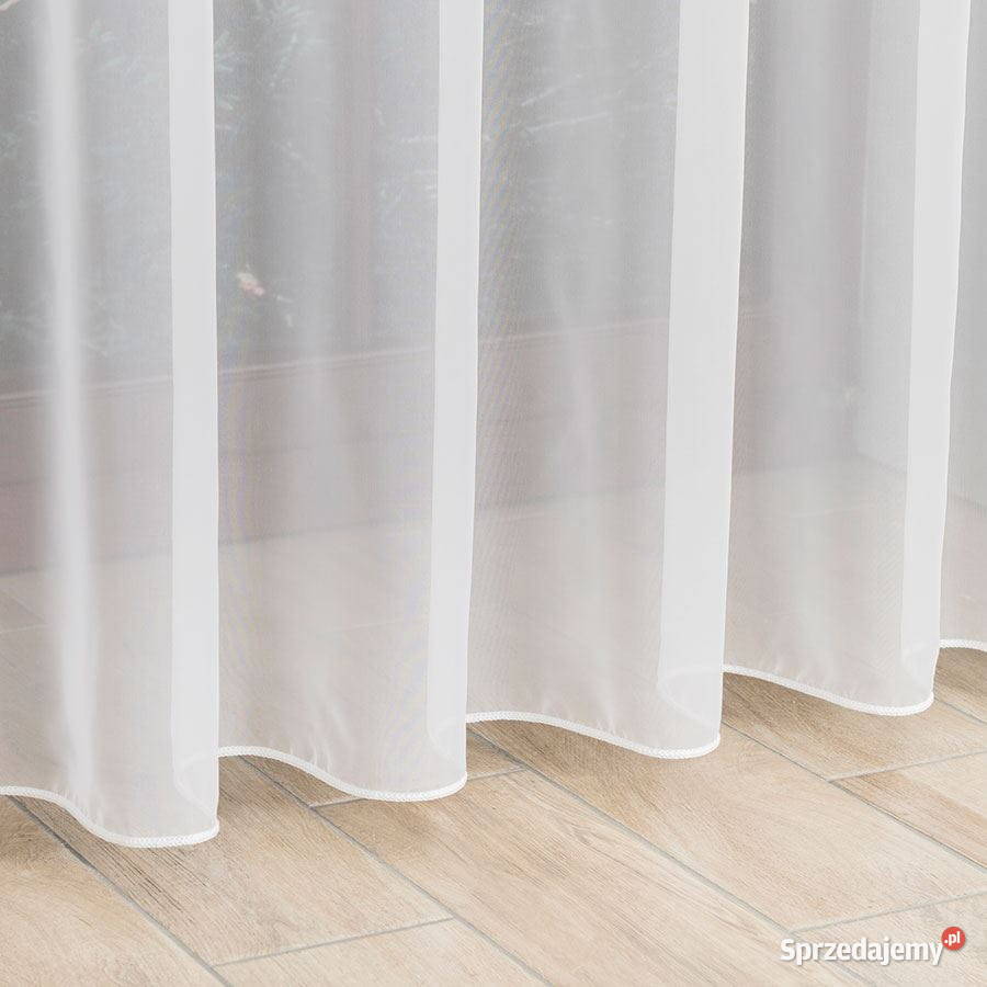 Firana szyta na taśmie z woalu gładkiego na dole woal Zabrze