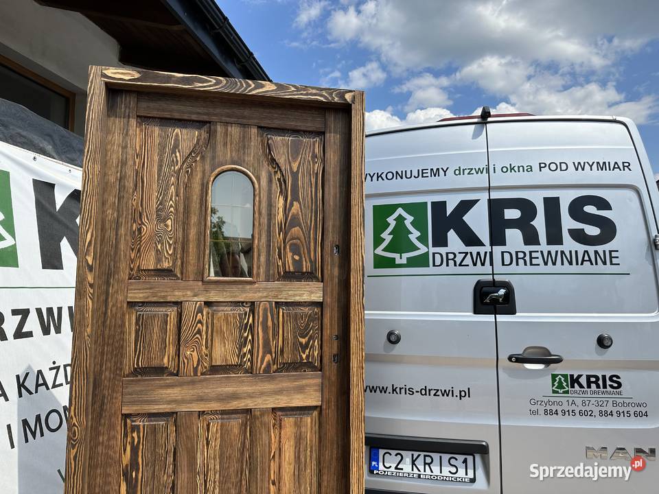 Drzwi zewnętrzne drewniane szczotkowane kujawsko-pomorskie Grzybno