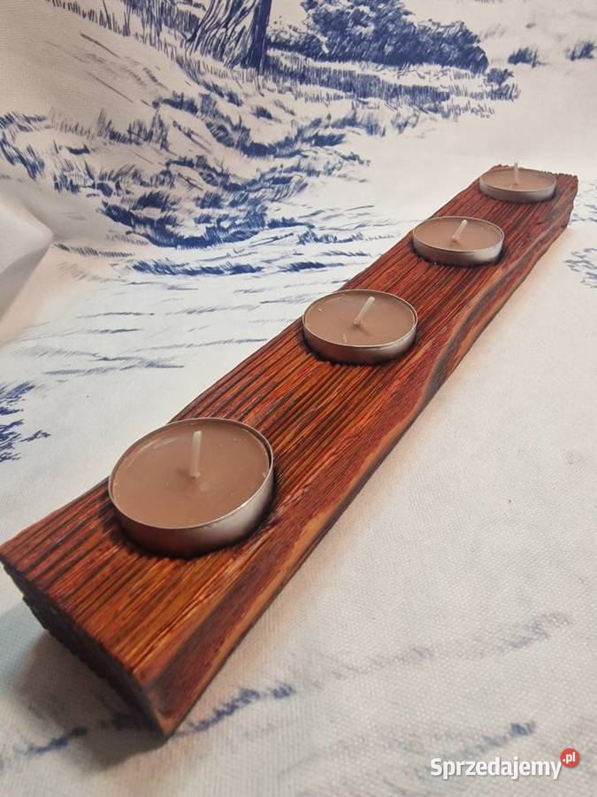 Świecznik Shou Sugi Ban drewno świerkowe Sępopol