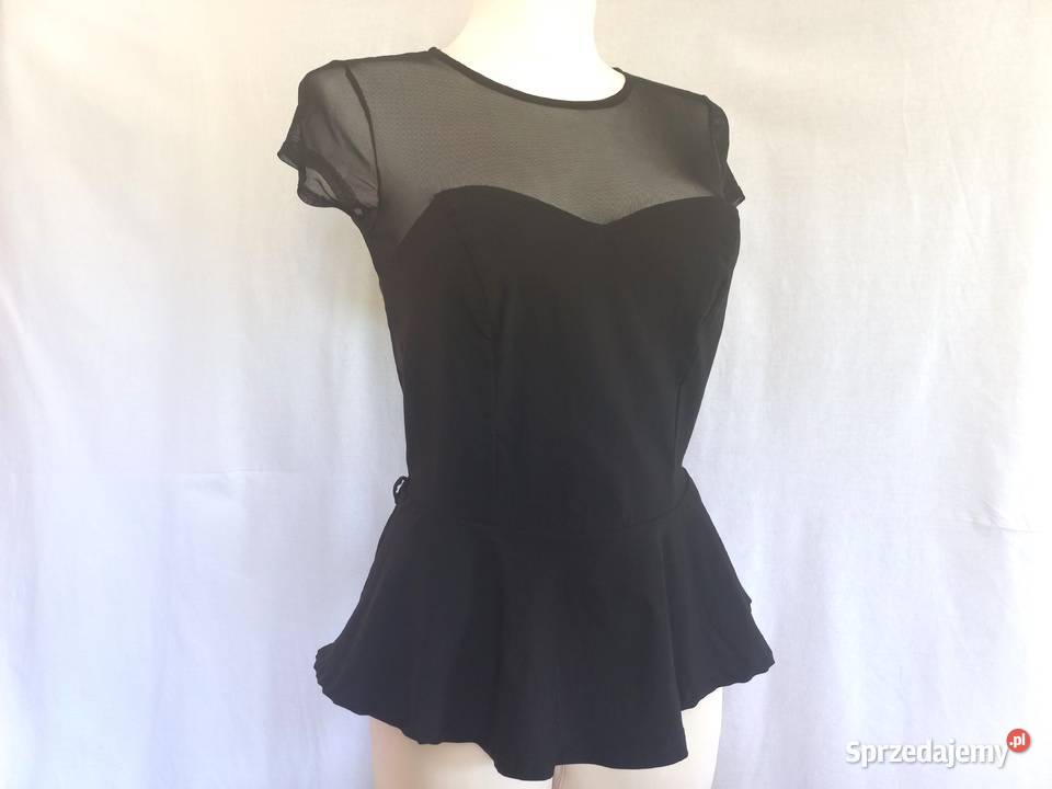 BLUZKA czarna Elegancka BASKINKA r 3638 NOWA krótki Białystok sprzedam
