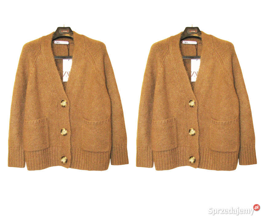 Zara piękny brązowy sweter kardigan z wełną r. S Zara piękny brązowy sweter kardigan z wełną r. S