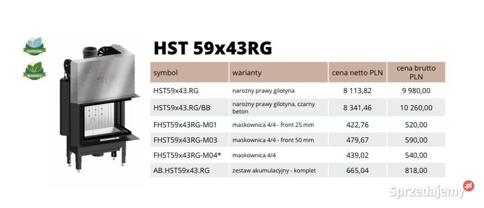 HITZE HST 5943RG Wkład kominkowy Klasa Piła