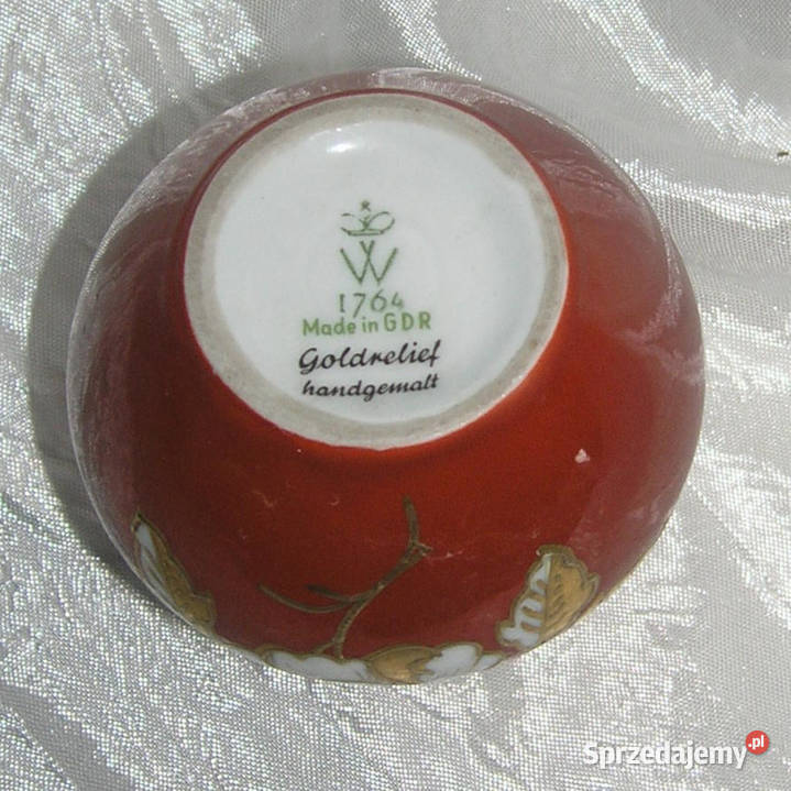 wazonik vintage goldrelief GDR ręcznie malowanyD Bartków sprzedam