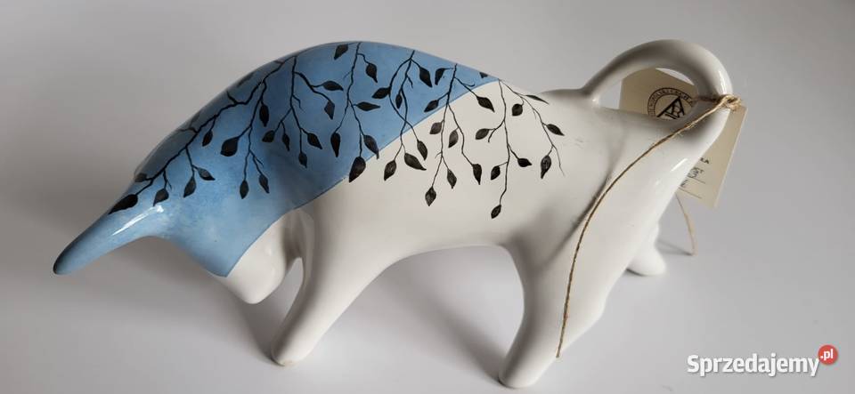 Byk Figurka Byczek ceramiczny ręcznie malowany Sierakowice