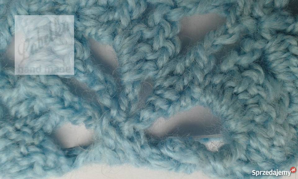 Rękawiczki mitenki niebieskie na szydełku podlaskie Białystok