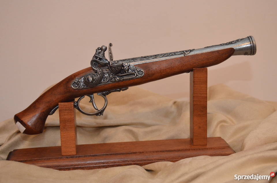 Replika broni niemiecki pistolet skałkowy XVIIw Środa Wielkopolska