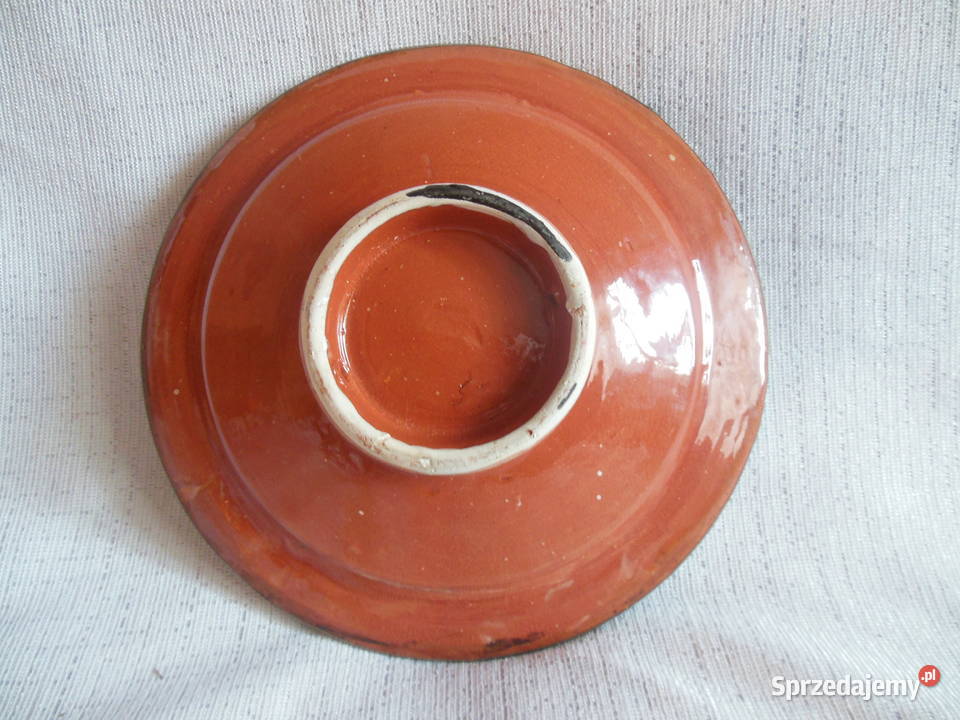 Talerz ceramiczny wiszący zdobiony brążem świętokrzyskie Kielce